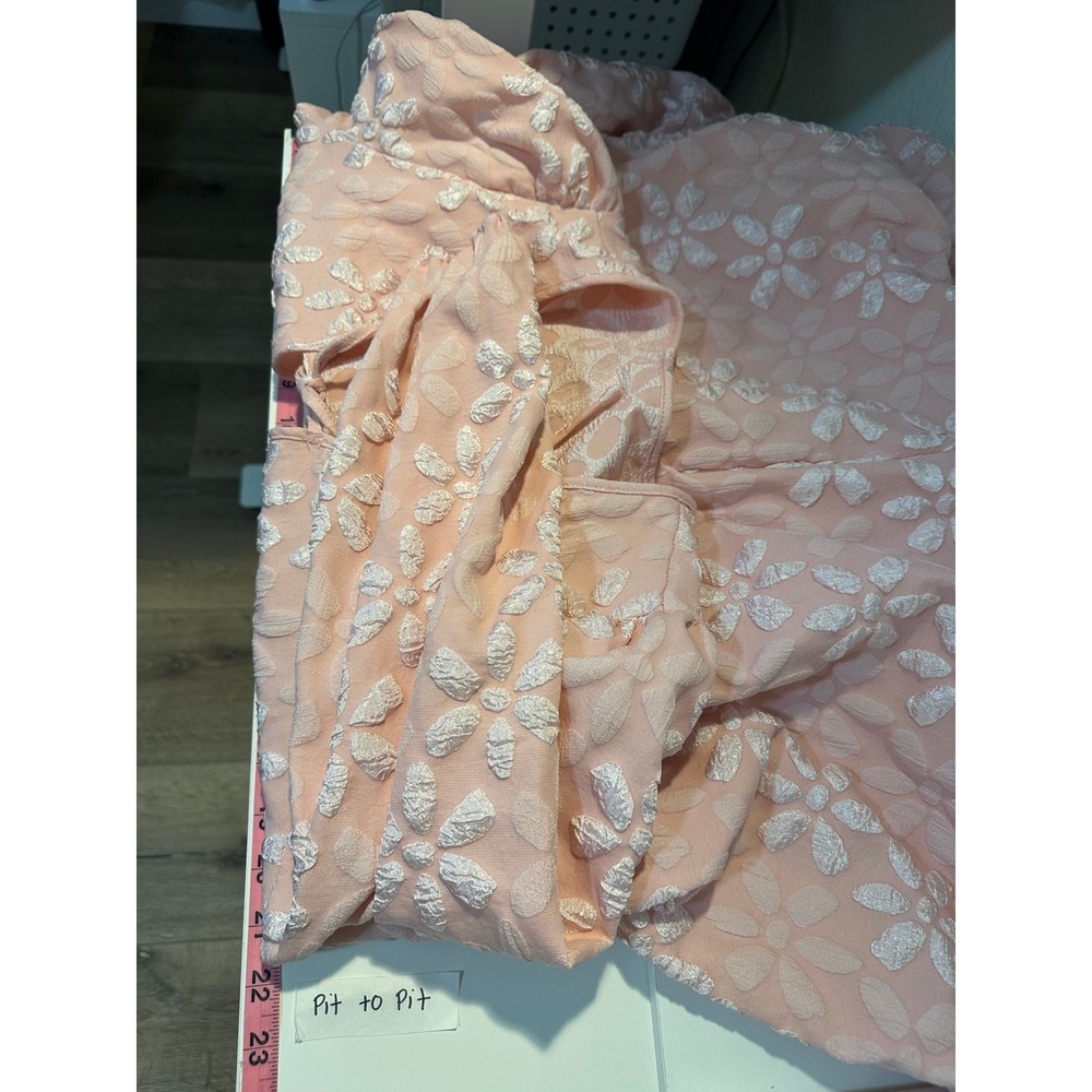 SHEIN Curve Pink Floral Tie Front Babydoll Mini Dress 0XL Plus Size Feminine - Picture 11 of 13